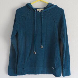 NWT Michael kors women's hoodie sweater QF1609704A blue/luxe teal size M